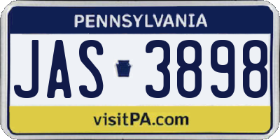 PA license plate JAS3898