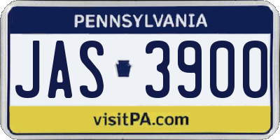 PA license plate JAS3900