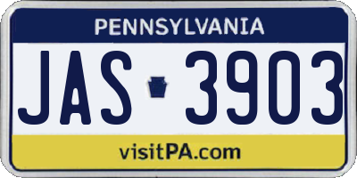 PA license plate JAS3903