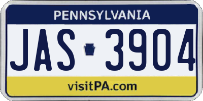 PA license plate JAS3904