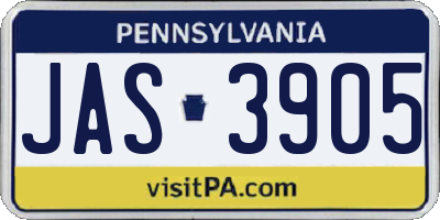 PA license plate JAS3905