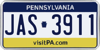 PA license plate JAS3911