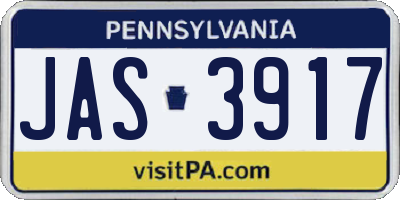 PA license plate JAS3917