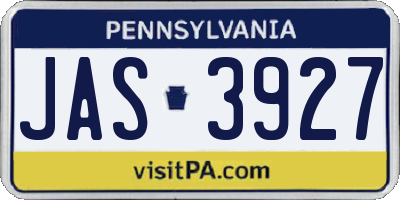 PA license plate JAS3927