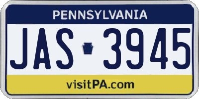 PA license plate JAS3945