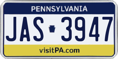 PA license plate JAS3947