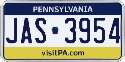 PA license plate JAS3954