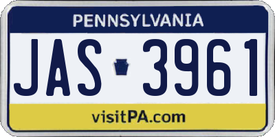 PA license plate JAS3961