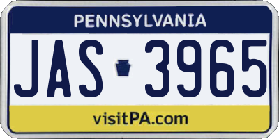 PA license plate JAS3965