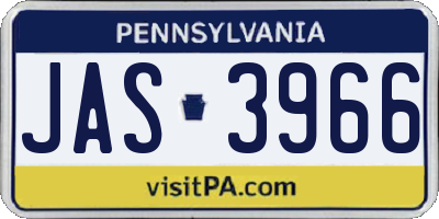 PA license plate JAS3966