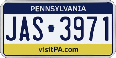 PA license plate JAS3971