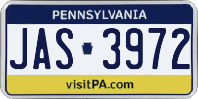 PA license plate JAS3972