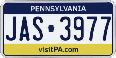 PA license plate JAS3977