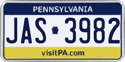 PA license plate JAS3982