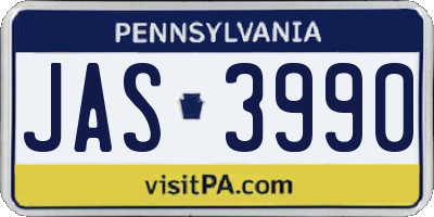 PA license plate JAS3990