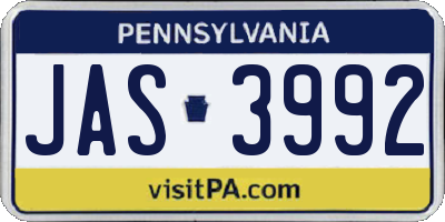 PA license plate JAS3992