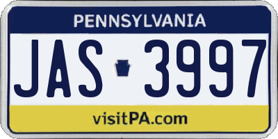 PA license plate JAS3997