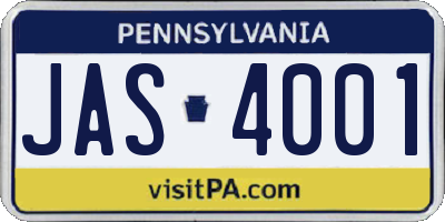 PA license plate JAS4001