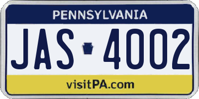 PA license plate JAS4002