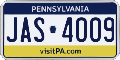 PA license plate JAS4009