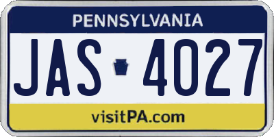 PA license plate JAS4027