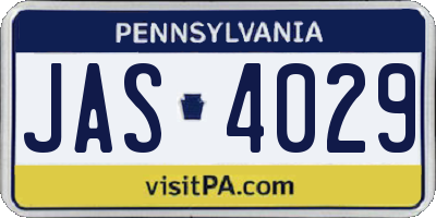 PA license plate JAS4029