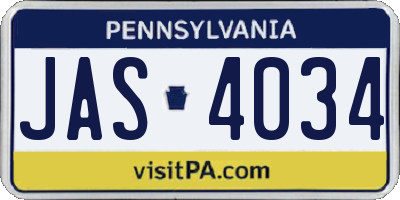 PA license plate JAS4034