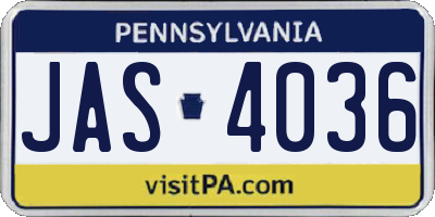 PA license plate JAS4036