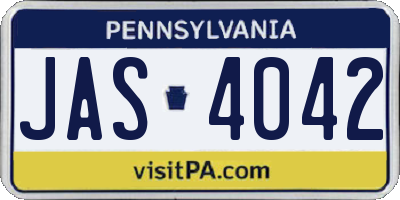 PA license plate JAS4042