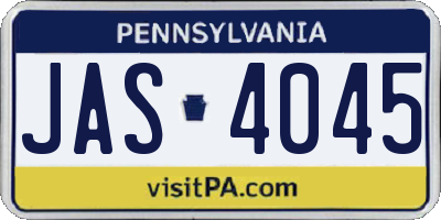 PA license plate JAS4045