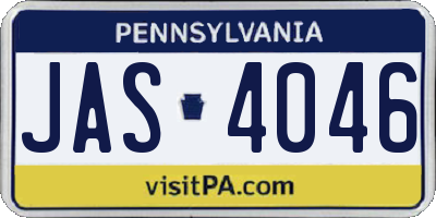 PA license plate JAS4046
