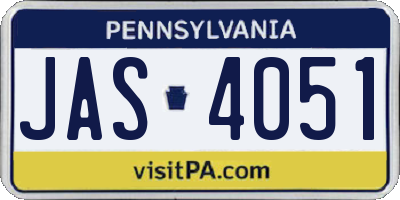 PA license plate JAS4051
