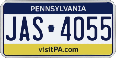 PA license plate JAS4055