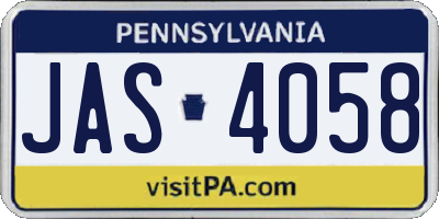 PA license plate JAS4058