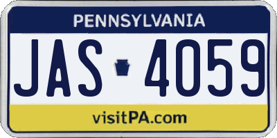 PA license plate JAS4059