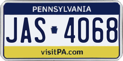 PA license plate JAS4068