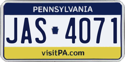 PA license plate JAS4071