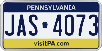 PA license plate JAS4073