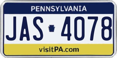 PA license plate JAS4078