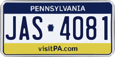 PA license plate JAS4081