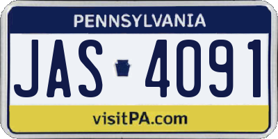 PA license plate JAS4091