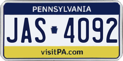 PA license plate JAS4092