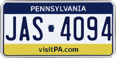 PA license plate JAS4094