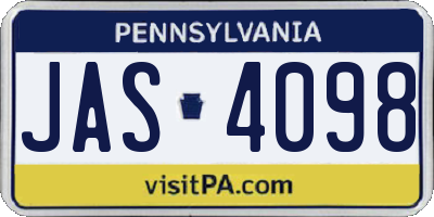 PA license plate JAS4098