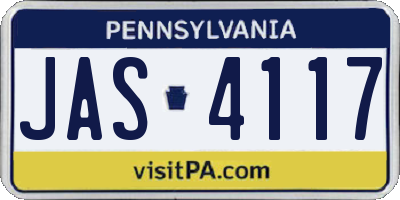 PA license plate JAS4117
