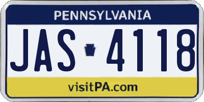 PA license plate JAS4118