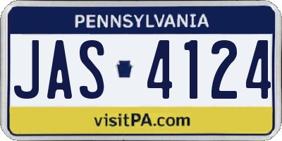 PA license plate JAS4124
