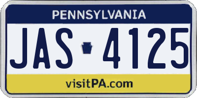 PA license plate JAS4125