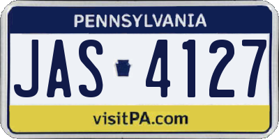 PA license plate JAS4127