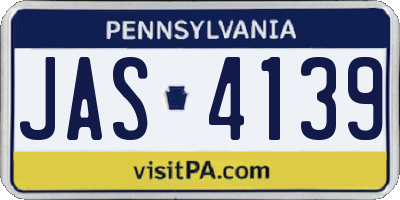 PA license plate JAS4139